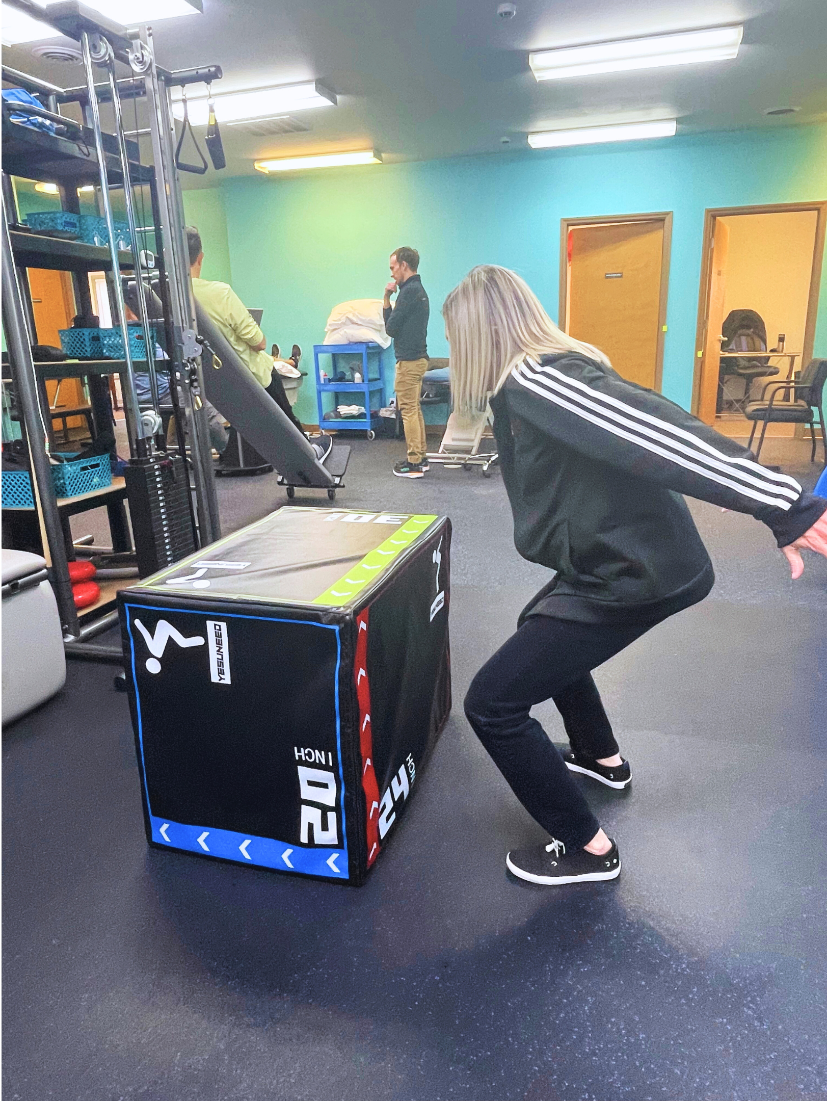 Patient performing Therapeutic balance dynamic power exercises